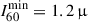 Mathematical equation: $ I_{60}^{\mathrm{min}} = 1.2\,{\upmu} $