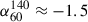 Mathematical equation: $ \alpha_{60}^{140} \approx -1.5 $