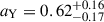 Mathematical equation: $ a_{\mathrm{Y}} = 0.62^{+0.16}_{-0.17} $