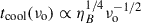 Mathematical equation: $ t_{\mathrm{cool}}(\nu_{\mathrm{o}}) \propto \eta_B^{1/4}\nu_{\mathrm{o}}^{-1/2} $