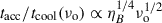 Mathematical equation: $ t_{\mathrm{acc}}/t_{\mathrm{cool}}(\nu_{\mathrm{o}})\propto\eta_B^{1/4}\nu_{\mathrm{o}}^{1/2} $