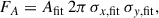 Mathematical equation: $$ \begin{aligned} F_A = A_{\mathrm{fit} } \, 2 \pi \, \sigma _{x,\mathrm{fit} } \, \sigma _{y,\mathrm{fit} }, \end{aligned} $$