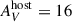 Mathematical equation: $ A_{V}^{\mathrm{host}} = 16 $