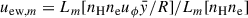 Mathematical equation: $$ \begin{aligned} u_{\mathrm{ew},m}= L_{m}[n_{\rm {H}}n_{\rm {e}}u_\phi \bar{y}/R] / L_{m}[n_{\rm {H}}n_{\rm {e}}] \end{aligned} $$