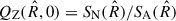Mathematical equation: $ {Q_{\text{Z}}}({\hat R}, 0) = {S_{\rm{N}}}({\hat R}) / {S_{\rm{A}}}({\hat R}) $