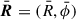 Mathematical equation: $ \bar{\boldsymbol{R}} = ({\bar{R}}, {\bar{\phi}}) $