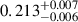 Mathematical equation: $ 0.213^{+0.007}_{-0.006} $
