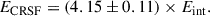 Mathematical equation: $$ \begin{aligned} E_\mathrm{CRSF} = (4.15\pm 0.11) \times E_\mathrm{int} . \end{aligned} $$
