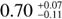 Mathematical equation: $0.70^{+0.07}_{-0.11}$