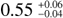 Mathematical equation: $0.55^{+0.06}_{-0.04}$