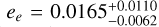 Mathematical equation: $0.0165_{-0.0062}^{+0.0110}$