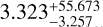 Mathematical equation: $3.323^{+55.673}_{-3.257}$