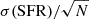 Mathematical equation: $ \sigma(\mathrm{SFR})/\sqrt{N} $