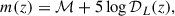 Mathematical equation: $$ \begin{aligned} m(z) = \mathcal{M} +5\log {\mathcal{D} _L(z)}, \end{aligned} $$