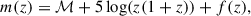 Mathematical equation: $$ \begin{aligned} m(z) = \mathcal{M} +5\log (z(1+z))+ f(z), \end{aligned} $$