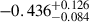 Mathematical equation: $ -0.436_{-0.084}^{+0.126} $