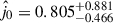 Mathematical equation: $ \hat{j_0} = 0.805_{-0.466}^{+0.881} $