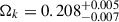 Mathematical equation: $ \Omega_k = 0.208_{-0.007}^{+0.005} $