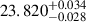 Mathematical equation: $ 23.820_{-0.028}^{+0.034} $