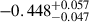 Mathematical equation: $ -0.448_{-0.047}^{+0.057} $