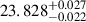 Mathematical equation: $ 23.828_{-0.022}^{+0.027} $