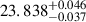Mathematical equation: $ 23.838_{-0.037}^{+0.046} $