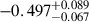 Mathematical equation: $ -0.497_{-0.067}^{+0.089} $