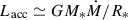 Mathematical equation: $ L_\mathrm{{acc}}\simeq G M_* \dot M / R_* $