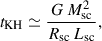 Mathematical equation: $$ \begin{aligned} t_{\rm {KH}}\simeq \frac{G\,M_{\rm {sc}}^2}{R_{\rm {sc}}\,L_{\rm {sc}}}, \end{aligned} $$