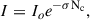 Mathematical equation: $$ \begin{aligned} I=I_{o}e^{{-\sigma }{\mathrm{N} }_{\mathrm{c}}}, \end{aligned} $$