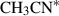 Mathematical equation: $ \mathrm{CH}_{3}\mathrm{CN}^{*} $