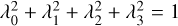 Mathematical equation: $\[\lambda_{0}^{2}+\lambda_{1}^{2}+\lambda_{2}^{2}+\lambda_{3}^{2}=1\]$