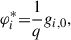 Mathematical equation: $$ \begin{aligned} {\varphi _{i}^{*}}{=}\frac{1}{q}{g}_{i,0} , \end{aligned} $$