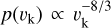 Mathematical equation: $p(v_{\rm k})\propto v_{\rm k}^{-8/3}$