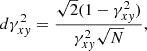 Mathematical equation: $$ \begin{aligned} d\gamma ^2_{xy} = \frac{\sqrt{2}(1 - \gamma ^2_{xy})}{\gamma ^2_{xy} \sqrt{N}}, \end{aligned} $$