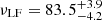 Mathematical equation: $ \nu_\mathrm{{LF}} = 83.5^{+3.9}_{-4.2} $