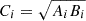 Mathematical equation: $ C_i = \sqrt{A_i B_i} $