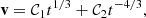 Mathematical equation: $$ \begin{aligned} \mathbf v = \mathcal{C} _1t^{1/3}+ \mathcal{C} _2t^{-4/3}, \end{aligned} $$
