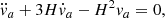 Mathematical equation: $$ \begin{aligned} \ddot{v}_a+ 3H\dot{v}_a- H^2v_a= 0, \end{aligned} $$
