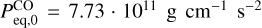 Mathematical equation: $P_{\rm{eq,0}}^{\rm{CO}}= 7.73 \cdot 10^{11}$~g~cm$^{-1}$~s$^{-2}$