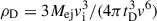 Mathematical equation: $ {\rho_{\mathrm{D}} = 3 M_{\mathrm{ej}} v_{\mathrm{i}}^3 / (4\pi t_{\mathrm{D}}^3 v^6)} $