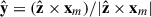 Mathematical equation: $ \hat{\mathbf{y}}=(\hat{\mathbf{z}}\times \mathbf{x}_m)/|\hat{\mathbf{z}} \times \mathbf{x}_m| $
