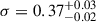 Mathematical equation: $ \sigma = 0.37^{+0.03}_{-0.02} $