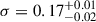Mathematical equation: $ \sigma = 0.17^{+0.01}_{-0.02} $