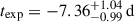 Mathematical equation: $ t_{\mathrm{exp}}=-7.36^{+1.04}_{-0.99}\,\mathrm{d} $