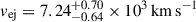 Mathematical equation: $ v_{\mathrm{ej}}= 7.24^{+0.70}_{-0.64}\times10^{3}\,\mathrm{km\,s^{-1}} $