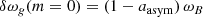 Mathematical equation: $$ \begin{aligned}&\delta \omega _{g} (m = 0) = (1-a_{\rm asym}) \, \omega _{B} \end{aligned} $$
