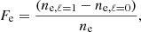 Mathematical equation: $$ \begin{aligned} F_{\rm e} = \frac{(n_{\rm e,\ell = 1}-n_{\rm e,\ell = 0})}{n_{\rm e}}, \end{aligned} $$