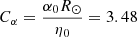 Mathematical equation: $ C_{\alpha}=\frac{\alpha_0R_\odot}{\eta_0} = 3.48 $
