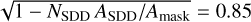 Mathematical equation: $\sqrt {1 - {N_{{\rm{SDD}}}}{A_{{\rm{SDD}}}}/{A_{{\rm{mask}}}}} = 0.85$